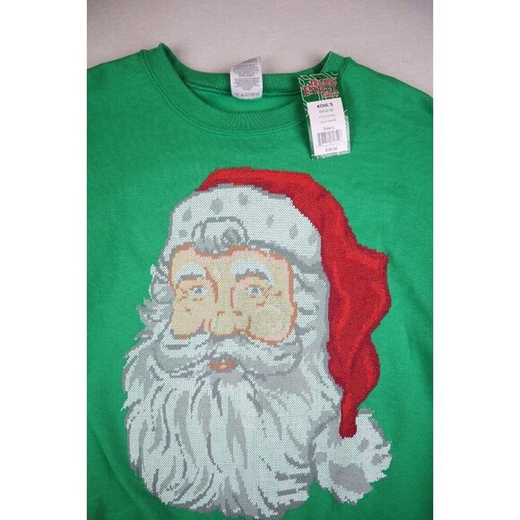 CHRISTMAS - SANTA CLAUS - MEN'S GREEN PULLOVER HOLIDAY SWEATSHIRT - SIZE L - NWT - Picture 3 of 5